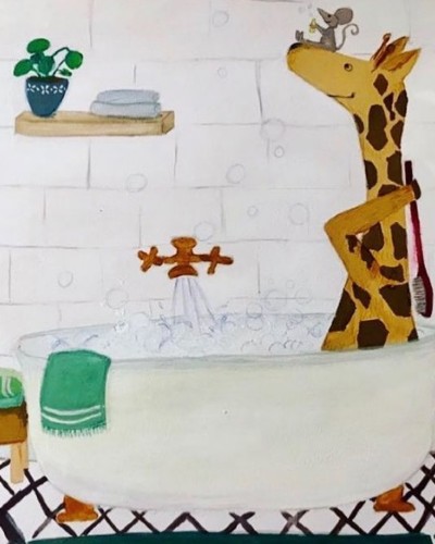 Giraf in Bad Kinderboek Illustratie