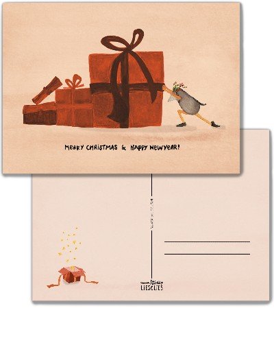 Illustratie Kerst Postkaart Mol Kadootjes